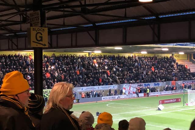 The Luton fans at Cambridge United