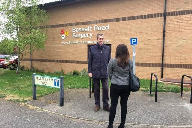 Andrew Selous MP on a visit to Bassett Road Surgery in Leighton Buzzard