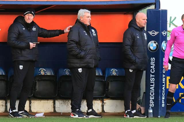 West Brom boss Steve Bruce watches on from the dug-out on Saturday