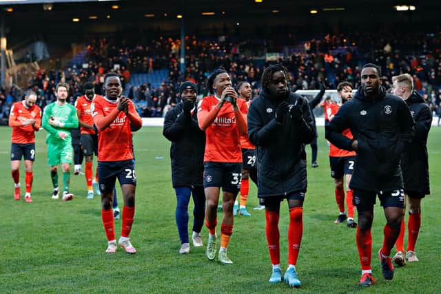 Luton's players applaud the Kenilworth Road crowd following Saturday's 2-0 win over West Brom