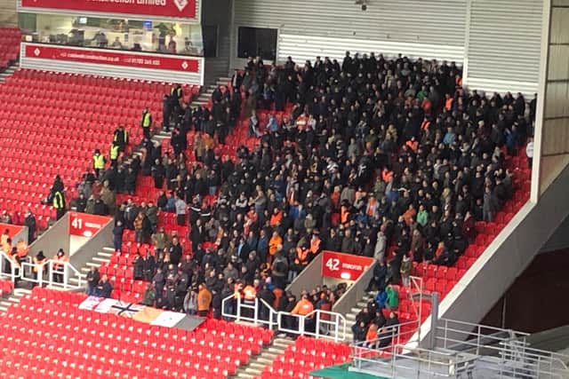 The Luton Town fans at Stoke City last night