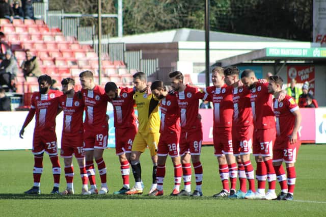 Crawley Town before the game. Picture by Cory Pickford