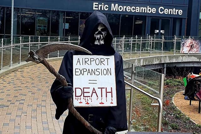 The 'Grim Reaper' protesting about Luton Airport's expansion plans