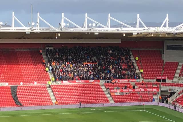 Luton Town's fans at Middlesbrough on Saturday