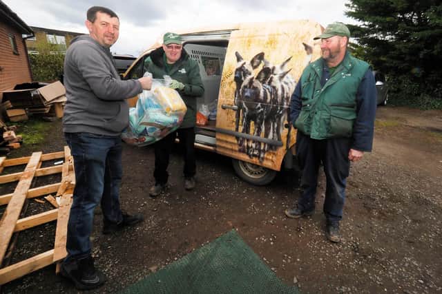 A van with African Painted Dogs arrives from ZSL Whipsnade Zoo with more supplies - Photo Tony Margiocchi