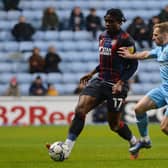 Pelly-Ruddock Mpanzu on the ball against Coventry - pic: Gareth Owen