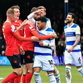 Luton players react to Ilias Chair's shove on Tom Lockyer during the 2-1 defeat against QPR on Sunday