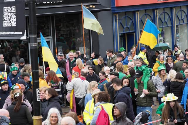 The crowds were out in force, with a lot of support for Ukraine with flags flying - Photo Tony Margiocchi