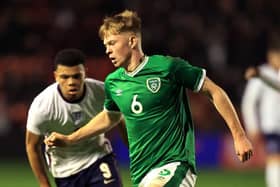 Ed McJannet on the ball for the Ireland U19s on Wednesday night
