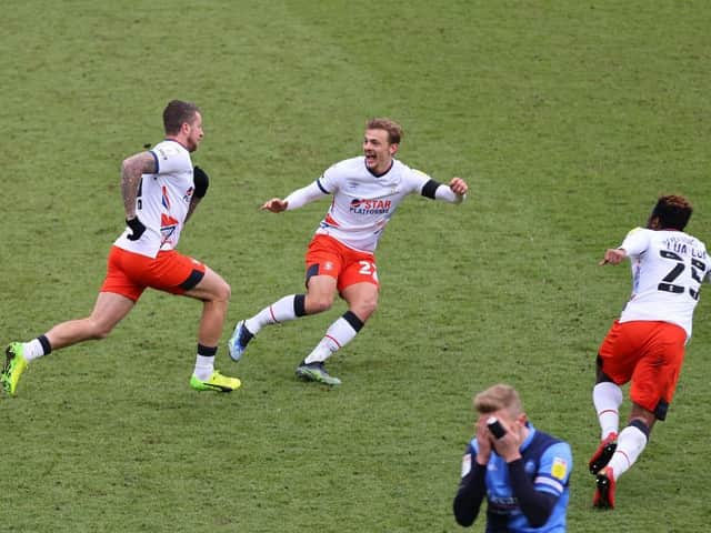 George Moncur celebrates after making it 1-1 on Saturday