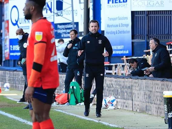 Nathan Jones gives out instructions during Saturday's 1-0 win over Watford