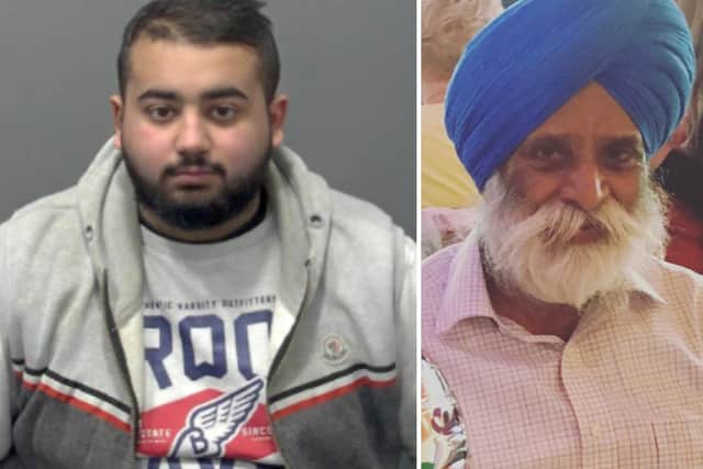 Hassan Javaid (left) mounted the pavement with his vehicle and struck 74-year-old Gurdial Dhalliwal (right)