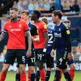 Hatters line-up for a corner against Middlesbrough