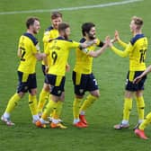 Elliot Lee celebrates a goal for Oxford United