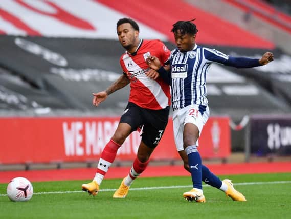 Kyle Edwards in action for West Bromwich Albion against Southampton this season