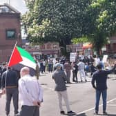The protest took place outside Crescent Hall in Bury Park