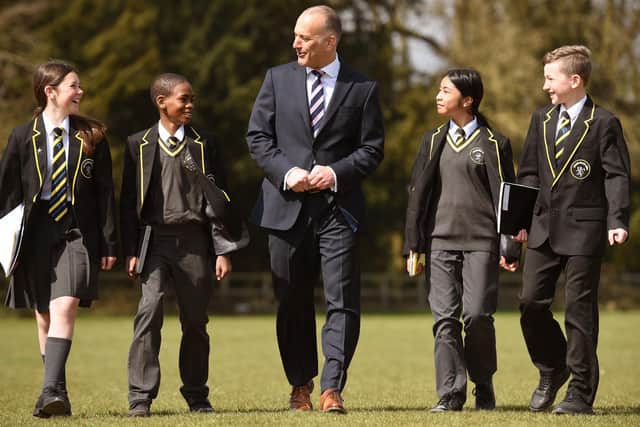 Headteacher David Graham welcomes pupils back to Putteridge High School