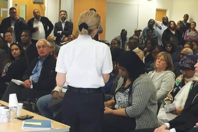 Assistant chief constable Jackie Sebire met with Luton residents to discuss knife crime at Futures House in May 2018, following the death of Waryam Hussain, 20.  Next  month’s meetings are likely to take place online.
