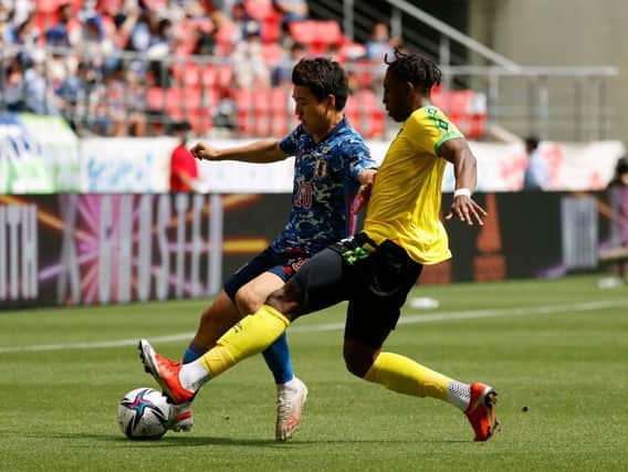 Amari'i Bell in action for Jamaica during a friendly match against Japan U24s recently