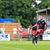 Jordan Clark scores his fourth goal against Hitchin