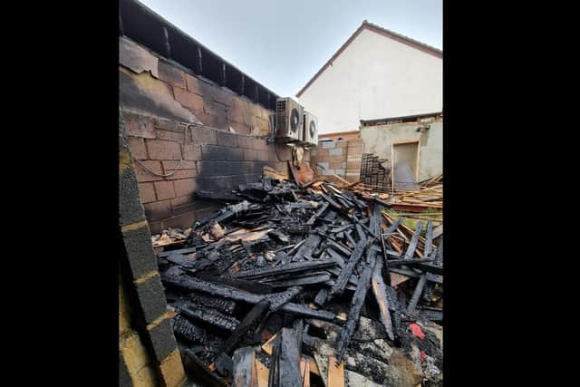 The destroyed building at Fitzroy Avenue     (C: Luton Community Fire Station)
