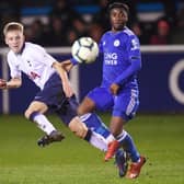 Leicester City's Khanya Leshabela in action for the Foxes