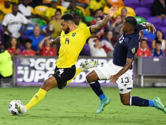 Ex-Luton striker Andre Gray fires off a shot in Jamaica's defeat to Costa Rica