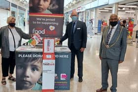 A new 'tap to donate' point for Luton Foodbank has been set up in The Mall