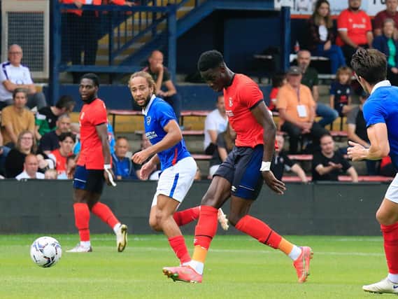 Goalscorer Elijah Adebayo makes a pass against Pompey (Picture: Liam Smith)