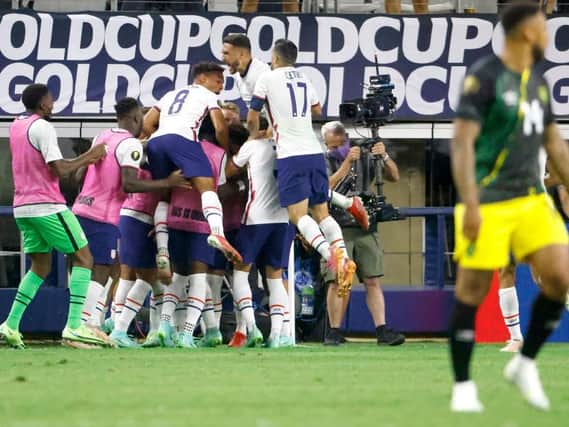 USA celebrate their winner against Jamaica in the Gold Cup