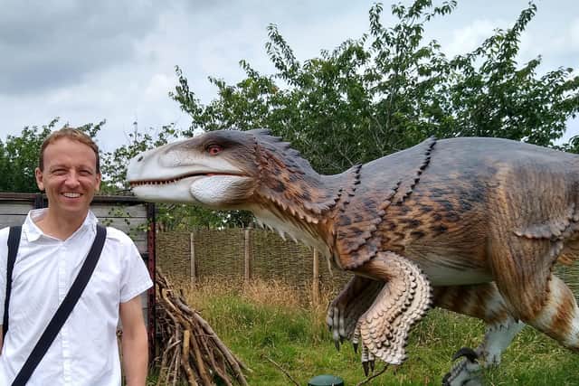Foolishly I turned my back on one of the dinosaurs to pose for a picture!