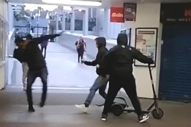 Mobile phone footage captured the incident at Luton Train Station (SWNS)