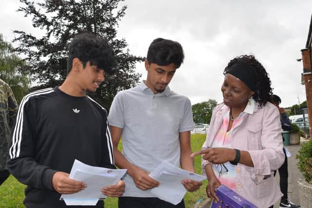 Excited pupils receive their GCSE results