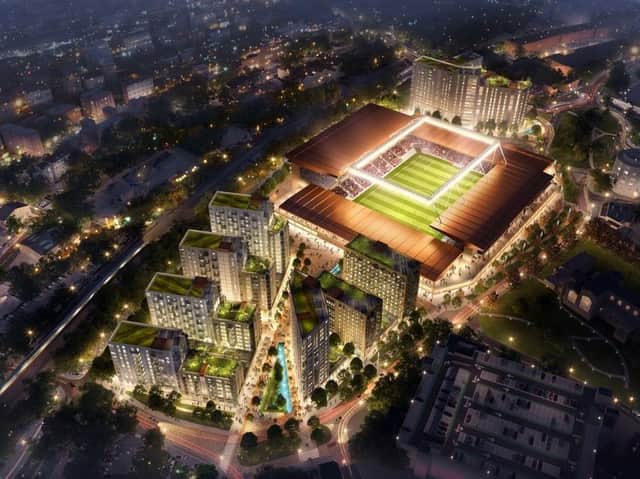 Luton Town's planned new ground at Power Court - pic: Leslie Jones Architecture