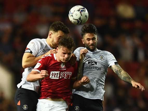 Hatters go up for a header at Bristol City this evening