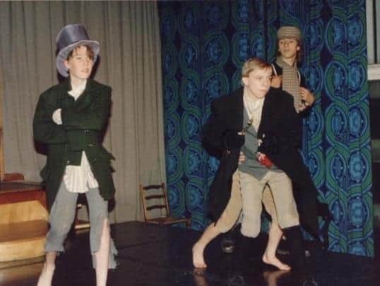 Paul as Artful Dodger performing in Oliver at Lealands High School