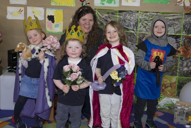 Storyteller Vicky McFarland pictured with some of young pupils from Jack Horner Playgroup in Ballycastle who enjoyed the Playful Museums Week celebration