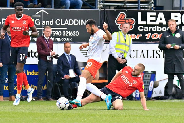 His reserves of energy are quite astonishing as yet again he was always in and amongst the Tangerines, leading Luton’s press. Got into some good positions too, seeing one effort charged down when pulling the trigger.