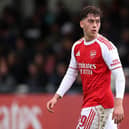 Harrison Dudziak in action for Arsenal during the UEFA Youth League match against Atletico Madrid - pic: Alex Pantling/Getty Images