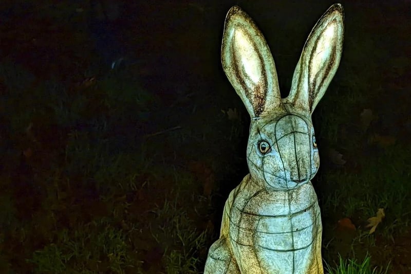 A large illuminated rabbit
