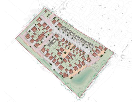 The layout for a proposed £30 million housing development on a seven acre site off Russell Road in Toddington