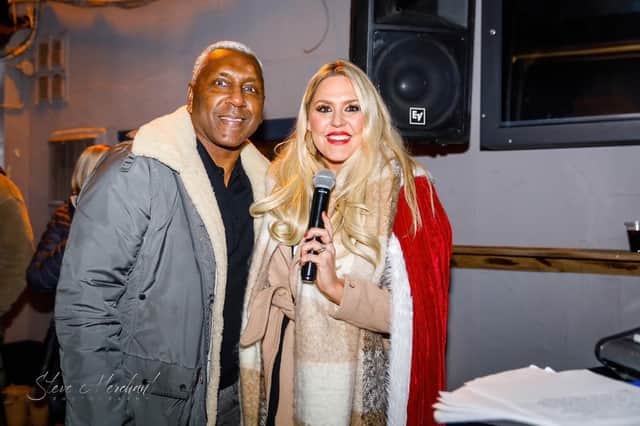 Ricky Hill switched on the Christmas lights - photo Steve Merchant Photography