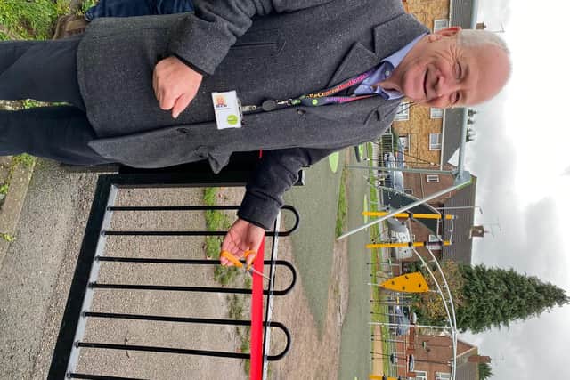 Dunstable Cllr Eugene Ghent officially opens the new playground area
