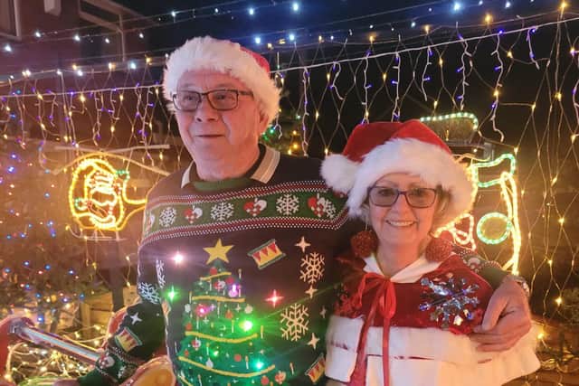 Mr and Mrs Christmas - Nigel Bracey and his wife Caroline at the Christmas lights switch on