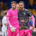 Josh Keeley with James Shea following Luton's 5-2 defeat at Mansfield on Sunday - pic: David Horn / PRiME Media Images