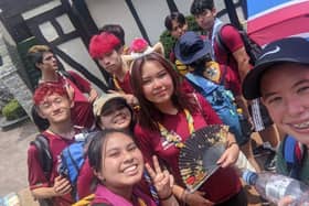 Luton Scout Jessie with Scouts from a different country
