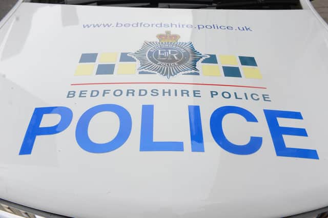 Close up of the front of a Bedfordshire Police car