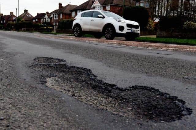 For illustrative purposes only: A pothole elsewhere in the county