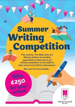 Poster highlighting The Mall's summer creative writing competition