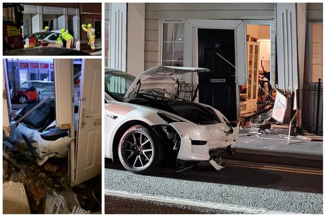 The car crashed through the wall of the ground floor flat